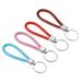 27mm Braided Leather Keychain, 4 Colors PU Key Ring Decoration Lanyard Strap - Multicolor - 12cm