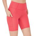 LOS OJOS Radlerhose Damen - Laufhosen kurz für Damen mit Taschen - hoch taillierte Biker-, Yoga- und Laufshorts Damen kurz, M