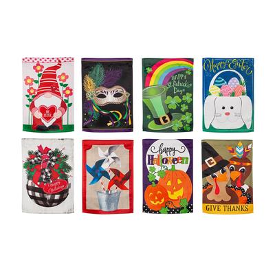 Seasonal Suede Garden Flag Set of 8, Whimsical