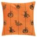 Pumpkin Bat Witch Spider Velvet 20"x20" Spice Orange Black Throw Pillow with Insert