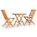 vidaXL 3 Piece Bistro Set with Cream Cushions Solid Teak Wood - 23.6" x 23.6" x 25.6"