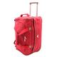 Wheeled Holdall Faux Suede Travel Duffle Mid Size Bag Rolling Luggage H052 Red