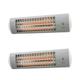Firefly 1.8kW Wall Mounted Quartz Outdoor Indoor Patio Heater with 3 Power Settings - Set of 2 (White)