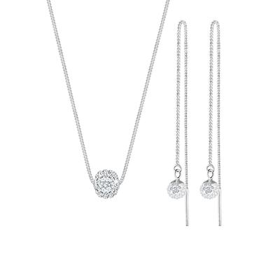 Elli - Elli Schmuckset Collier Hänger Kristalle 925 Silber Schmuck-Set 1 ct Damen