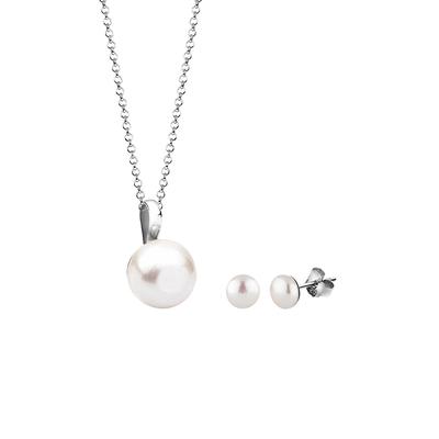 Nenalina - Kette Ohrstecker Süßwasserperlen Chic 925 Silber Schmuck-Set 1 ct Damen (79.99 € / 1 ct)