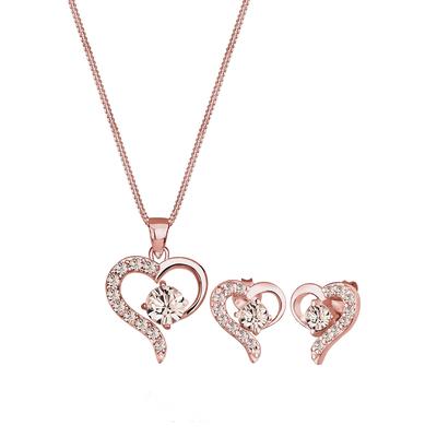 Elli - Herz Kristalle Edel 925 Silber Schmuck-Set 1 ct Damen