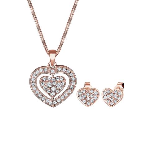 Elli – Elli Schmuckset Herz Kristalle Pretty 925 Silber Schmuck-Set Damen