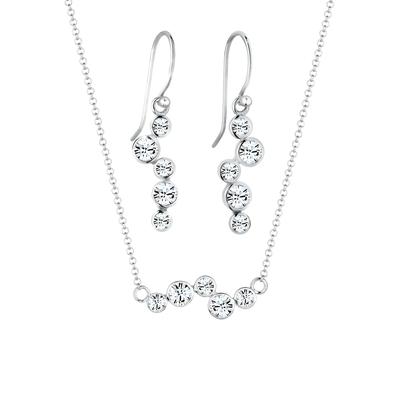 Elli - Elli Schmuckset Kristalle Rund (3.tlg) 925 Silber Schmuck-Set 1 ct Damen