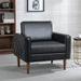 Armchair - Red Barrel Studio® 34.25" Wide Faux Leather Tufted Armchair Faux Leather/Leather in Black | 33.46 H x 34.25 W x 29.13 D in | Wayfair