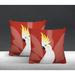 Bay Isle Home™ Catoo Bird Indoor/Outdoor Square Pillow Polyester/Polyfill blend in Red | 17 H x 17 W x 4.5 D in | Wayfair