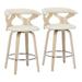 Gardenia Mid-Century Modern Counter Stool in Natural Wood and Cream Faux Leather by LumiSource - Set of 2 - Lumisource B26-GARD2-SWVR NACR2
