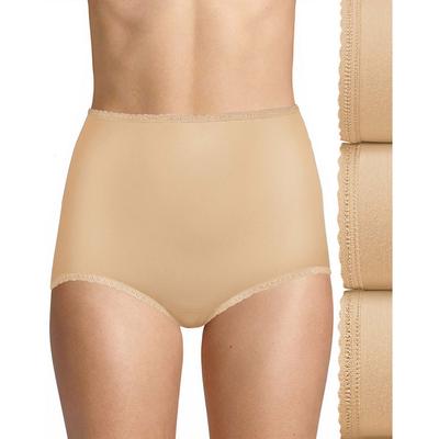 Bali Women's Skimp Skamp Brief 3-Pack (Size 10) Nude/Nude/Nude, Nylon,Spandex