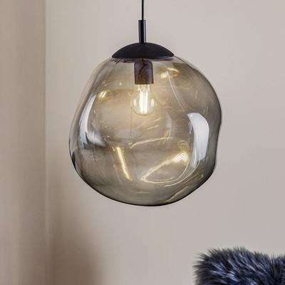 TK Lighting Glas-Hängeleuchte Sol, Ø 35cm, schwarz/rauchgrau Image
