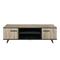 Meuble TV 2 Portes et 2 Niches L151,4 cm - Décor chêne et noir