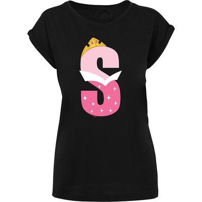 F4NT4STIC, Extended Shoulder T-Shirt Disney Alphabet S Is For Sleeping Beauty Dornröschen in schwarz, Shirts für Damen Gr. XXL