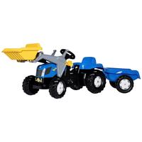 Tretfahrzeug ROLLY TOYS NH T7040, blau, Tretfahrzeuge, KinderB:47cm H:55cm T:161cm, Kunststoff, Traktor mit Trailer und Lader, B:47cm H:55cm T:161cm