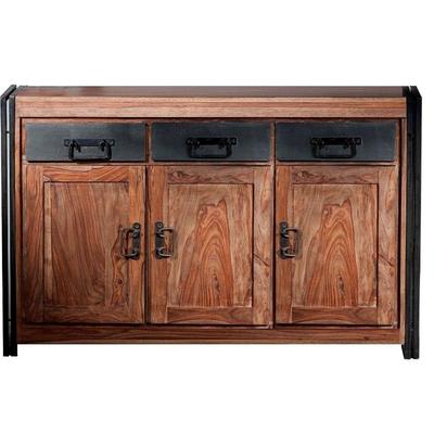 Sideboard SIT "Panama", schwarz (natur, schwarz), B:140cm H:90cm T:40cm, Massivholz, Sideboards, Breite 140 cm