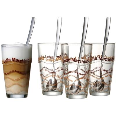 Latte-Macchiato-Glas RITZENHOFF & BREKER Trinkgefäße Gr. x 13,5 cm, 370 ml, 8 tlg., braun (transparent, braun) Kaffeegläser, Espressogläser Latte Macchiato Gläser Trinkgefäße 4 Gläser, Longdrinklöffel