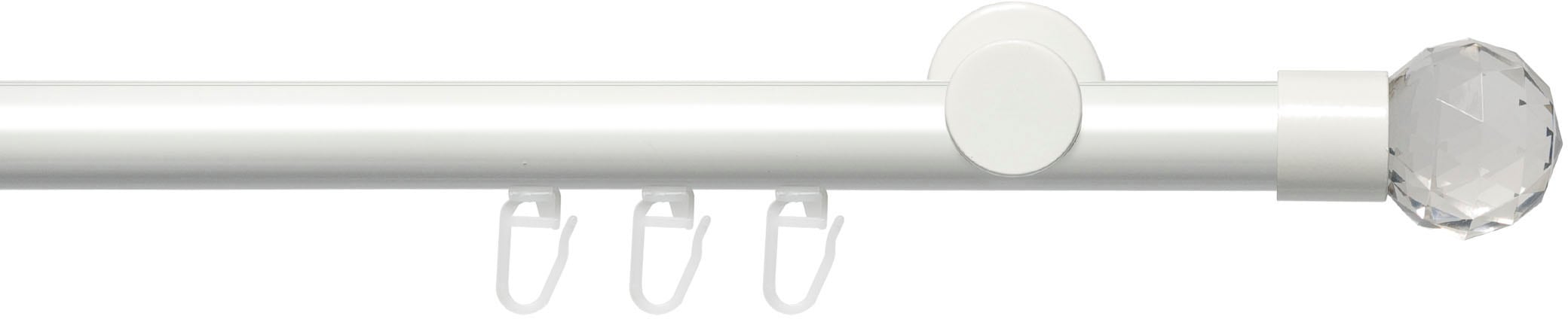 Gardinenstange LIEDECO "Innenlaufgarnitur 20 mm Power Facettkugel" Gr. 2, weiß, L:160cm Ø:20mm, Aluminium, Gardinenstangen, Gardinenstange Komplett Image