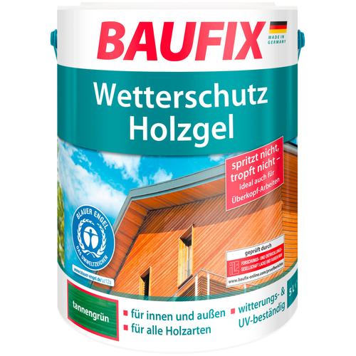 "BAUFIX Holzschutzlasur ""Wetterschutz-Holzgel"" Farben 5 Liter, grün Holzfarben Lasuren"