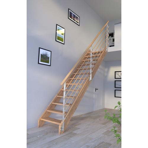 „STARWOOD Systemtreppe „“Massivholz Mykonos, Design-Geländer Holzrundstäbe““ Treppen Durchgehende Wangenteile Gr. gerade, beige (natur) Treppen“