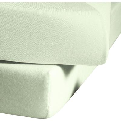 Spannbettlaken FLEURESSE "Ines hochwertiger Jersey aus reiner Baumwolle", grün (hellgrün), B:100cm L:200cm, Jersey, Obermaterial: 100% Baumwolle, Laken, aus Baumwolle, für Matratzen bis 23 cm Höhe, Bettlaken, Spannbetttuch Image