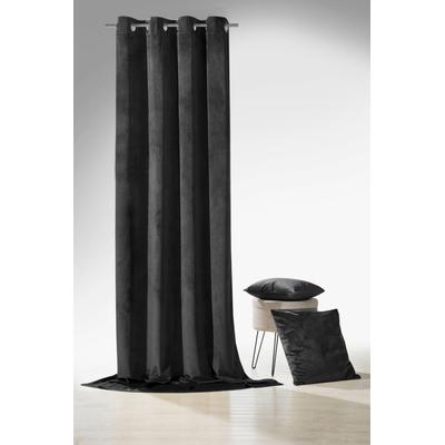 Vorhang WECKBRODT "Valentin" Gr. 1, schwarz, B:135cm H:245cm, Sablu00e9, Polyester, Gardinen, Velour, Samt-Optik, blickdicht, Unifarben, Gardine, Store Image