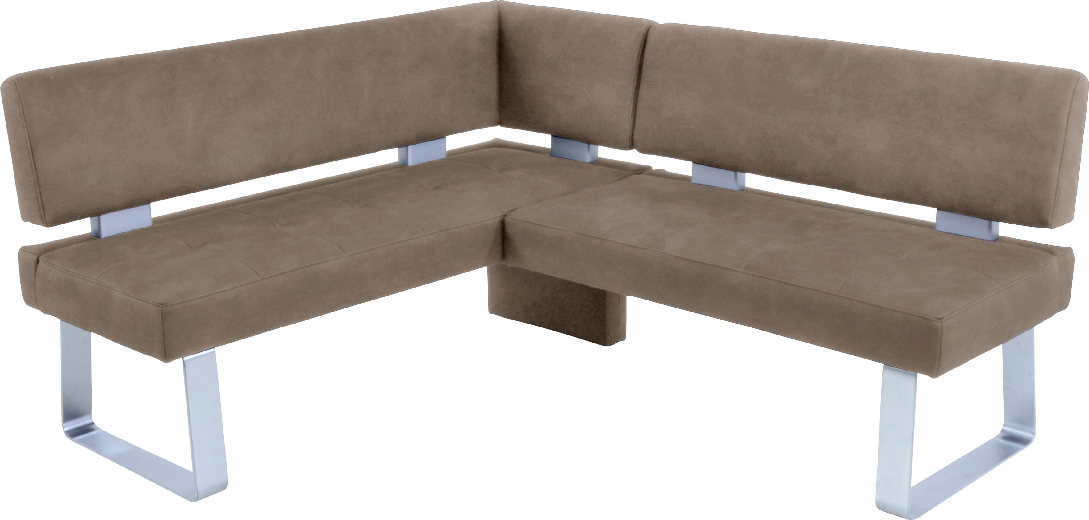 Eckbank K+W KOMFORT & WOHNEN "Santos II", beige (sand), B:157cm H:87cm T:180cm, 100% Polyester, Sitzbänke, Eckbank, gepolstert, Eckbank, wahlweise langer Schenkel 180cm rechts oder links