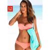 Bügel-Bandeau-Bikini S.OLIVER, Damen, Gr. 32, Cup A, orange (peach), Recycling-Polyamid, unifarben, Bikini-Sets, mit Raffung