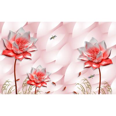 Fototapete PAPERMOON "Muster mit Blumen", bunt, B:3,50m L:2,60m, Vlies, Tapeten