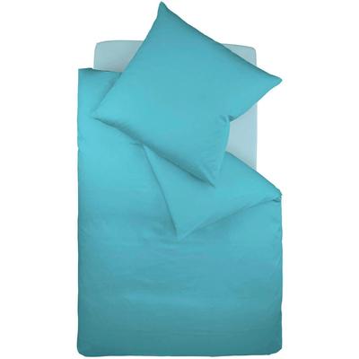 Bettwäsche FLEURESSE "Colours in 135x200, 155x220 oder 200x200 cm", blau (petrol), B/L: 155cm x 200cm, , Mako-Satin, B/L: 80cm x 80cm, Mako-Satin, Obermaterial: 100% Baumwolle, Bettwäsche, Bettwäsche aus 100% Baumwolle, uni, mit Reißverschluss Image