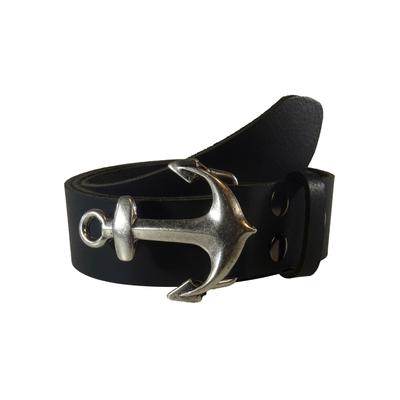 Ledergürtel, Damen, Gr. 115, schwarz, Büffelleder, RETTUNGSRING BY SHOWROOM 019, unifarben, Antik-Look, casual,modisch, Gürtel, mit austauschbarer Schließe »Anker SO19«, 4cm Image
