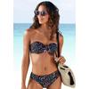 Bügel-Bandeau-Bikini-Top S.OLIVER "Milly", Damen, Gr. 34, Cup C, schwarz (schwarz, bedruckt), Polyamid, floral, Bikini-Oberteile, mit Blumenprint