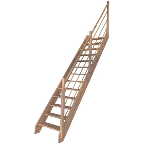 „STARWOOD Raumspartreppe „“Massivholz Rhodos, Holz-Holz Design Geländer Rechts““ Treppen Durchgehende Wangenteile Gr. gerade, beige (natur) Treppen“