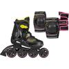 Inlineskates PLAYLIFE "Playlife Joker" Gr. 28, bunt (gelb, pink, schwarz), Inlineskates_Rollschuhe_Schlittschuhe, Kinder, 28/31, Kunstfaser, mit Schutz Set bestehend aus Knie-, Ellenbogen-, Handgelenkschützern