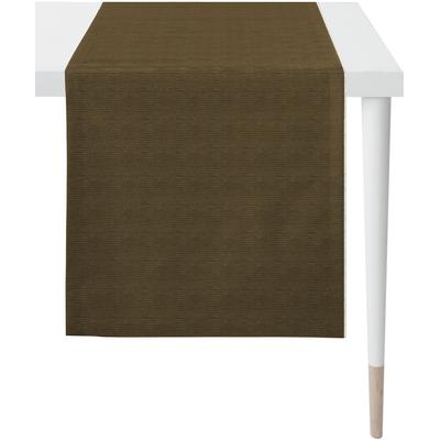 Tischläufer APELT "2701 LOFT STYLE, Uni Rips", braun (schlamm, taupe), B:44cm L:140cm, Polyester, Baumwolle, Polyacryl, Tischdecken
