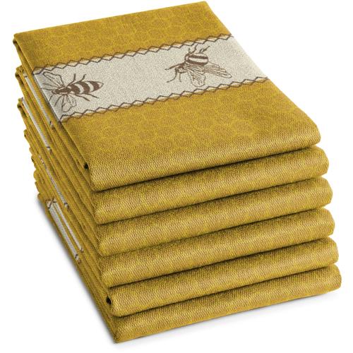 „Geschirrtuch DDDDD „“Bees““ Geschirrtücher Gr. 6 tlg., 100 % Baumwolle, gelb (gelb, naturweiß, braun) Geschirrtuch Geschirrtücher“