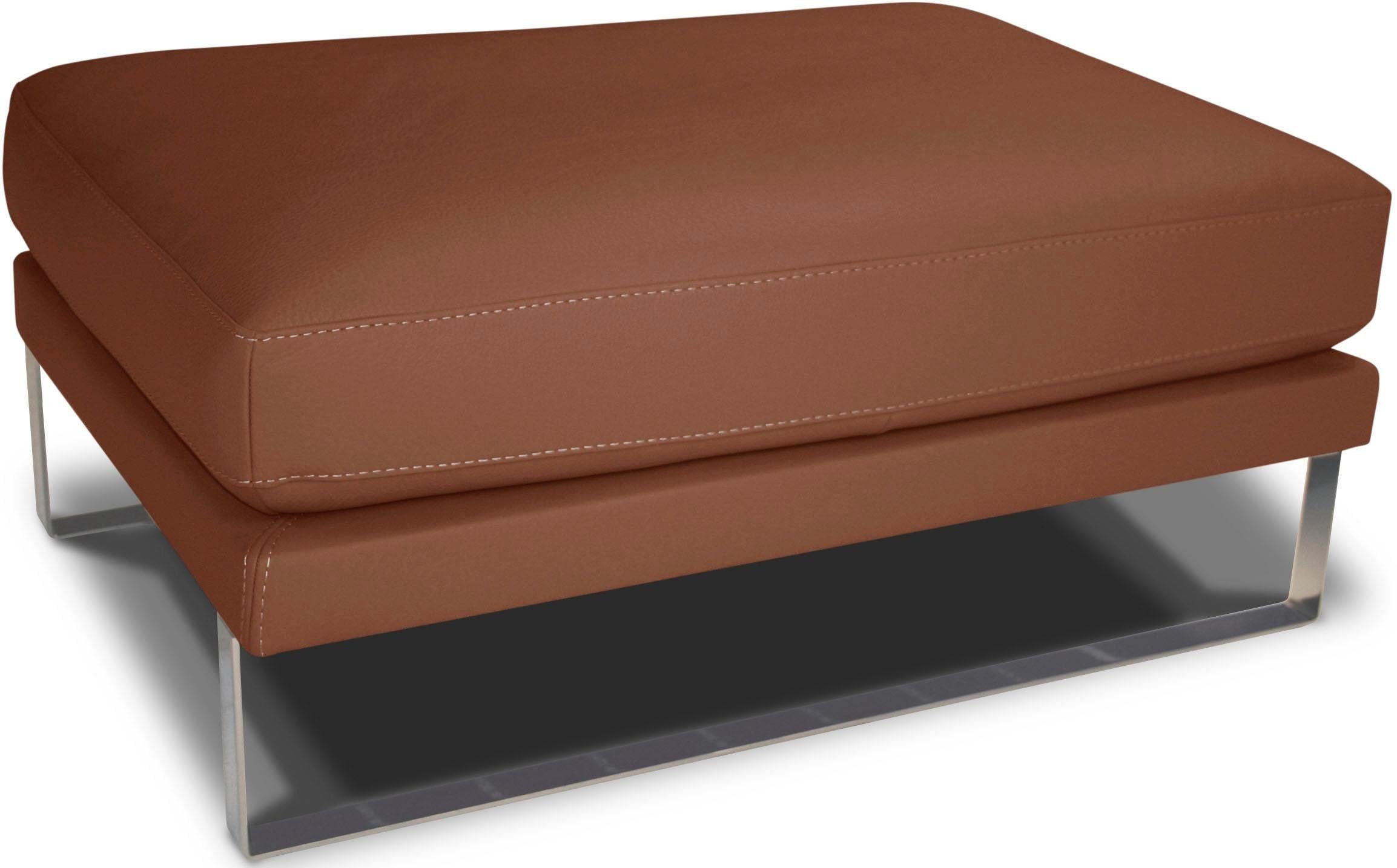 Hocker CALIA ITALIA "Romeo", braun (karma 601 choccolate), B:96cm H:41cm T:70cm, AnilinLEDER Karma gewachst (echtes Rindsleder), Hocker, Polsterhocker Lederhocker