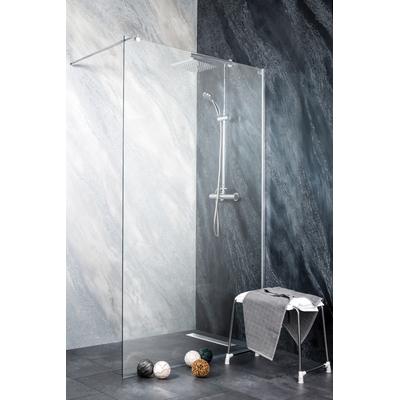 Walk-in-Dusche SANOTECHNIK "Freedom II" Duschwände Gr. H: 195 cm, beidseitig montierbar, mit Antikalk-Versiegelung, grau (chromfarben) Duschen