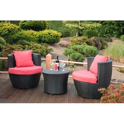Balkonset GARDEN PLEASURE, schwarz, Polyrattan, Sitzmöbel-Sets, inkl. Auflagen