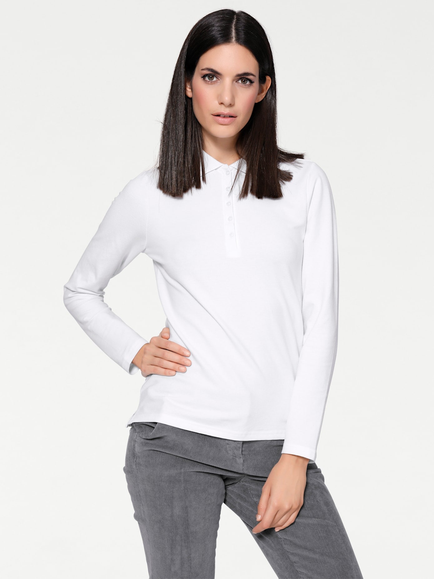 Poloshirt "Poloshirt", Damen, Gr. 36, weiß, 95% Baumwolle, 5% Elasthan, B.C. BEST CONNECTIONS BY HEINE, unifarben, Shirts