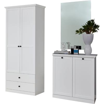 Garderoben-Set HOME AFFAIRE "Örebro", weiß, B:162cm H:200cm T:41cm, Holzwerkstoff, Kastenmöbel-Sets, zeitloser Landhausstil, mit Vollauszug Image