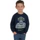 Sweatshirt TRIGEMA "TRIGEMA mit großem Affen-Druckmotiv" Gr. 152, blau (navy) Kinder Sweatshirts Sweatshirt