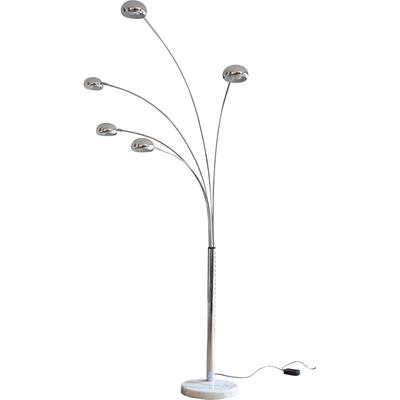 SALESFEVER Stehlampe "Hero", weiß (chromfarben, weiß), H: 205cm, Lampen, 5 bewegliche Arme, Dimmschalter, echter Marmorfuß, Bogenlampe Image