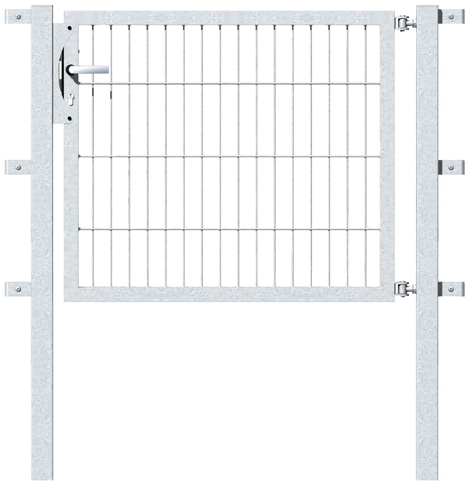 Zauneinzeltür ALBERTS "Flexo", silber (silberfarben), B:100cm H:80cm, Stahl, Tore, 100 cm Breite, in versch. Höhen Image