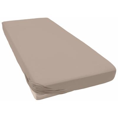 Spannbettlaken PRIMERA "Mako-Feinjersey Spannbetttuch", grau (taupe), B:140-160cm L:200cm, Mako-Jersey, Obermaterial: 100% Baumwolle, Laken, Geeignet für Standardmatratzen bis 22 cm, 100% Baumwolle Image