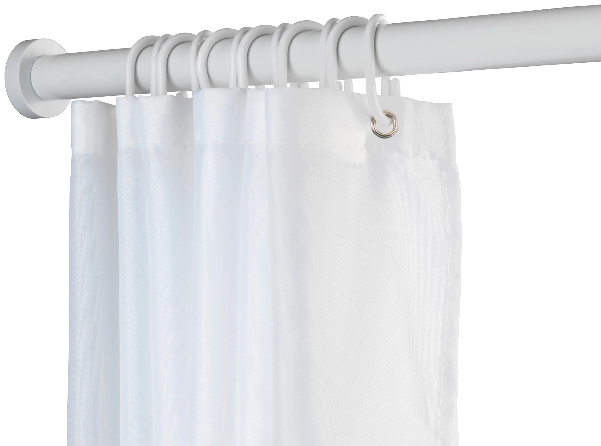 Duschvorhangstange WENKO "Luz", weiß, L:2,8cm Ø:280mm, Aluminium, Kunststoff, Gardinenstangen, ohne bohren, 110 - 185 cm, aus rostfreiem Aluminium