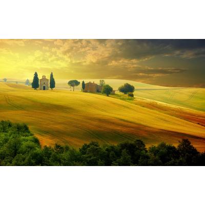 PAPERMOON Fototapete "Toskana Landschaft" Tapeten Gr. B/L: 4,50 m x 2,80 m, Bahnen: 9 St., bunt Fototapeten