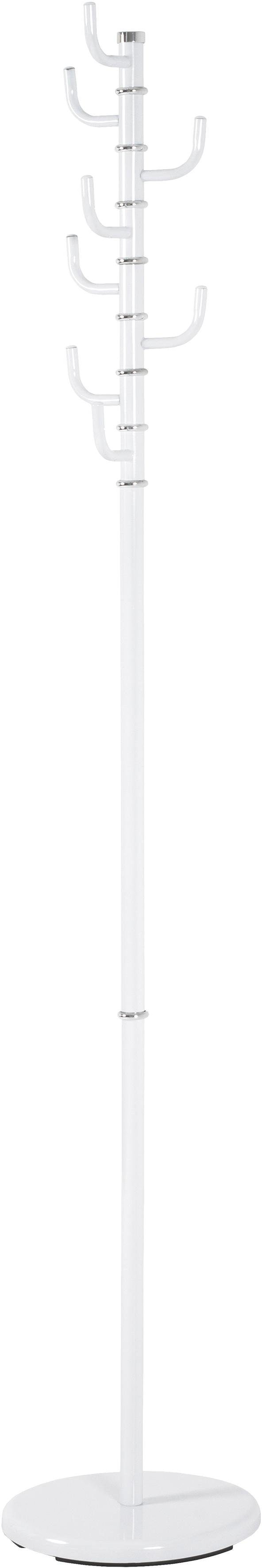 Garderobenständer HAKU "17344", weiß, B:29cm H:170cm T:29cm, Metall, Garderobenständer, Haken drehbar