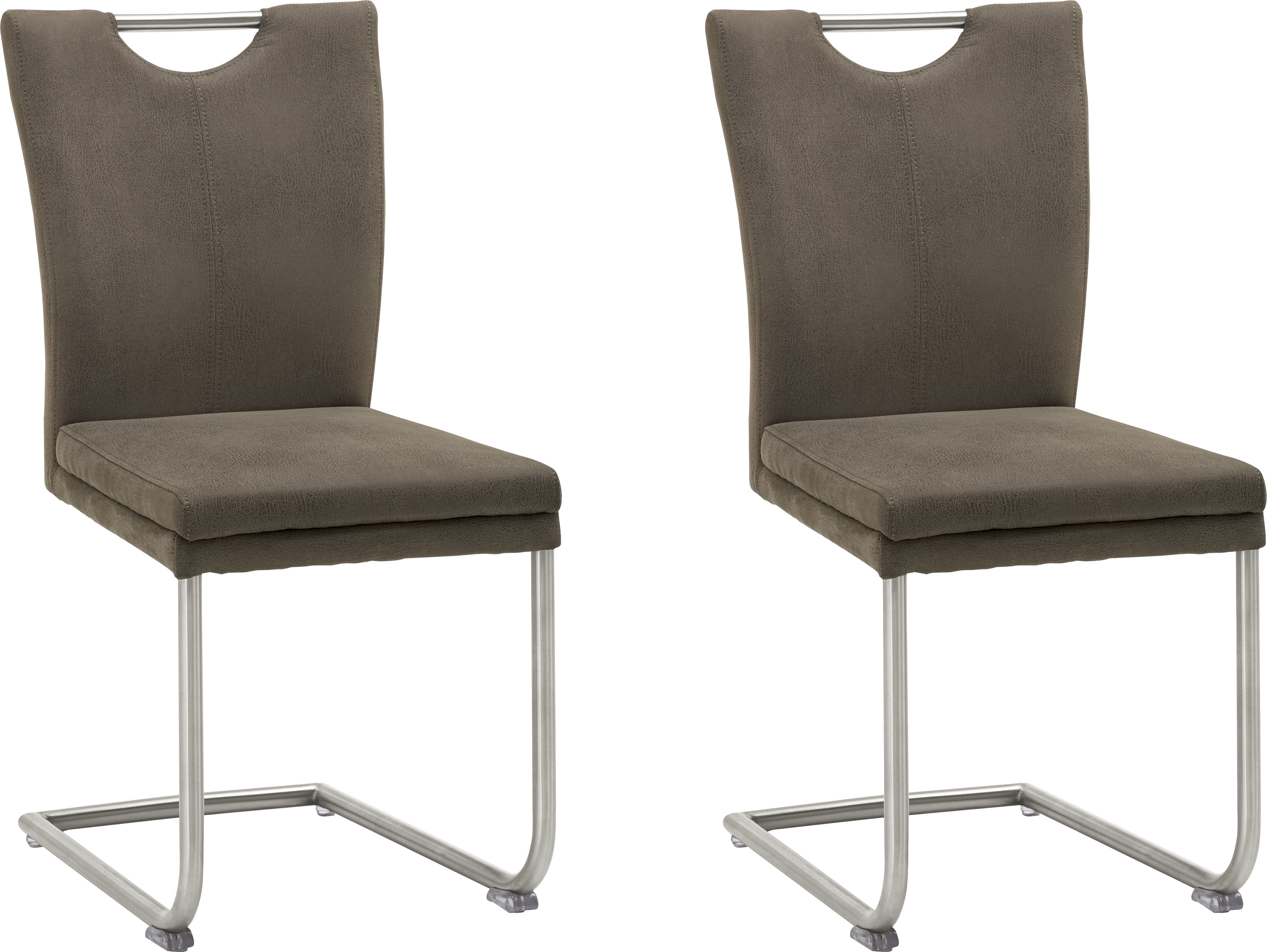 Esszimmerstuhl NIEHOFF SITZMÖBEL "Top Chairs", braun (savannah), Microfaser, Campo savannah, Stühle, Griff im Rücken, 2er-Set, in 6 Farben
